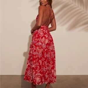 Vici Lisette V-Neck Floral Print Tiered Maxi Dress